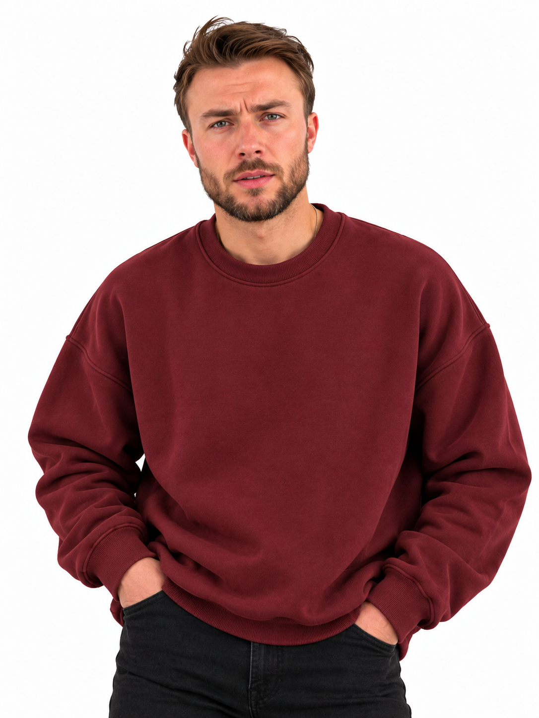 Round Crewneck-Burgundy