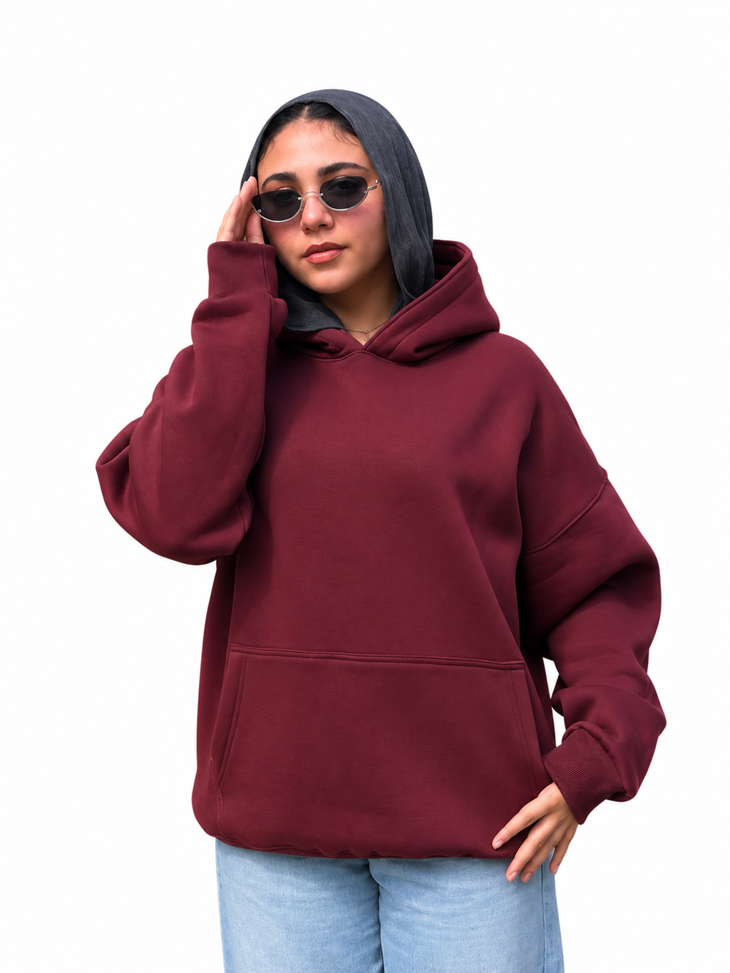 Hoodie Oversized-Burgundy