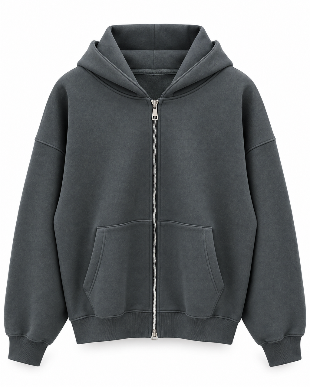 Double-Zip Oversized Sweatshirt-Grey