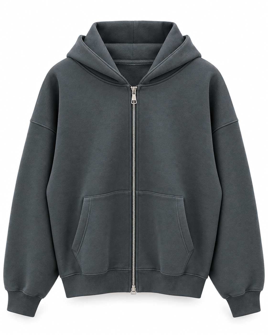 Double-Zip Oversized Sweatshirt-Grey
