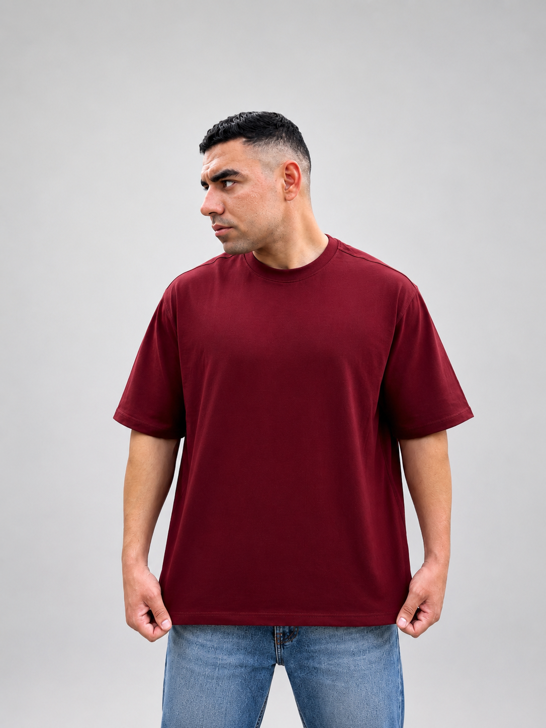 Burgundy Basic Oversized T-Shirt